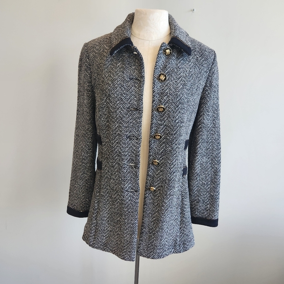St John Marie Gray Soft Wool Blend Prep Jacket Knit Blazer Classic Luxury Size 8 - Picture 4 of 16